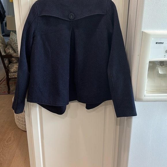 Urban Outfitters Kimchi Blue Tweed Wool Jacket Size Small Navy Blue Cottage Coat - Picture 2 of 3